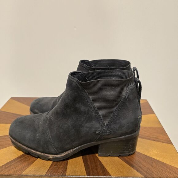 Sorel Cate Chelsea Boots Womens 6.5 Shoes Ankle Lug Leather Black Classic Heel - Picture 3 of 14